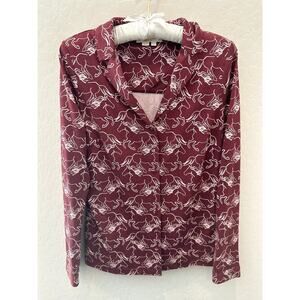 BODEN | Burgundy Horse Print Button Shirt Blouse | Women’s Size 6